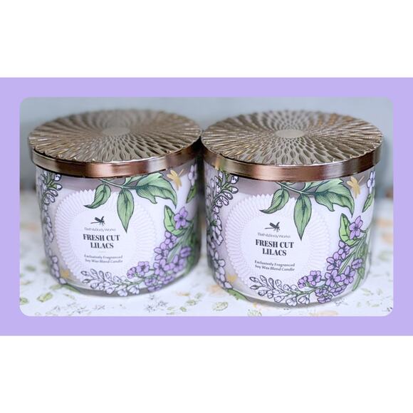 Lot of 2 Bath & Body Works Fresh Cut Lilacs Large 3-Wick Scented Candle 14.5oz - Picture 1 of 7